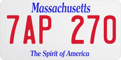 MA license plate 7AP270