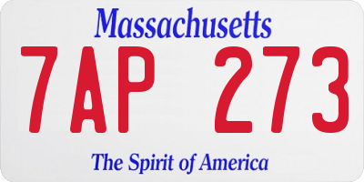 MA license plate 7AP273