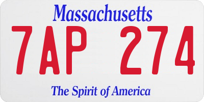 MA license plate 7AP274