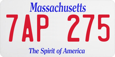 MA license plate 7AP275