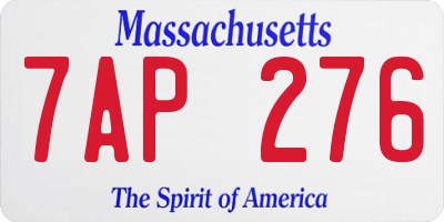 MA license plate 7AP276