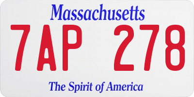 MA license plate 7AP278