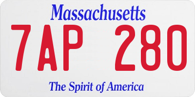 MA license plate 7AP280