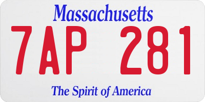 MA license plate 7AP281