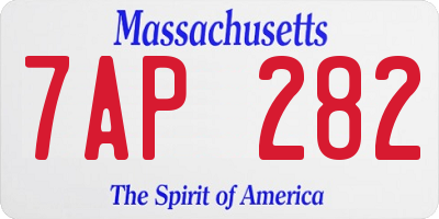 MA license plate 7AP282