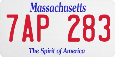 MA license plate 7AP283