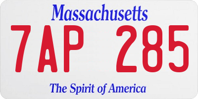 MA license plate 7AP285