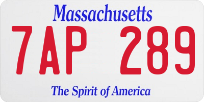MA license plate 7AP289