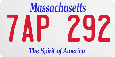 MA license plate 7AP292