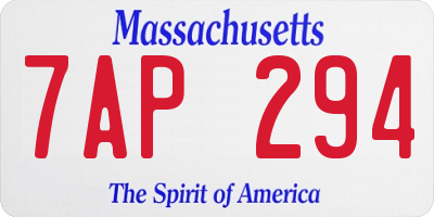 MA license plate 7AP294