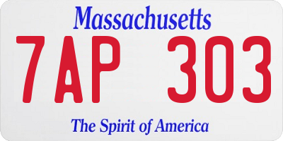 MA license plate 7AP303