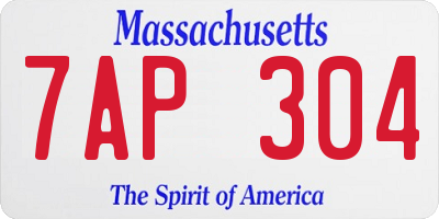 MA license plate 7AP304