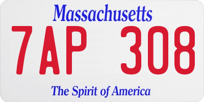 MA license plate 7AP308