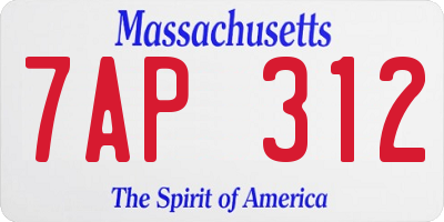 MA license plate 7AP312