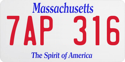 MA license plate 7AP316