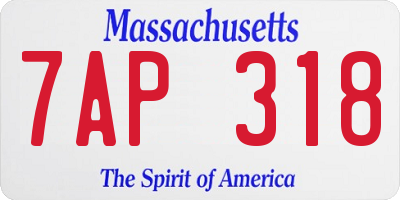 MA license plate 7AP318