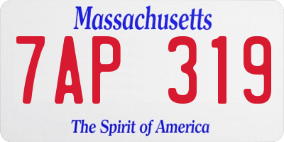 MA license plate 7AP319