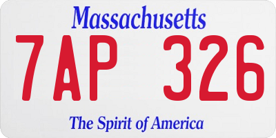 MA license plate 7AP326