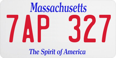MA license plate 7AP327