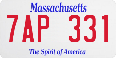 MA license plate 7AP331