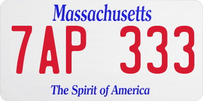 MA license plate 7AP333