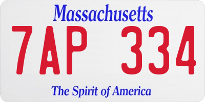 MA license plate 7AP334
