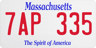 MA license plate 7AP335