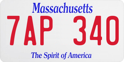 MA license plate 7AP340