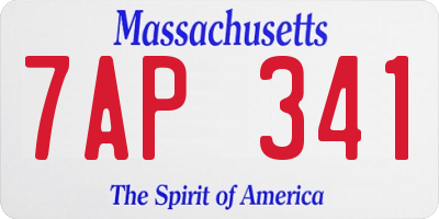 MA license plate 7AP341