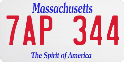 MA license plate 7AP344