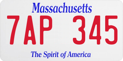 MA license plate 7AP345