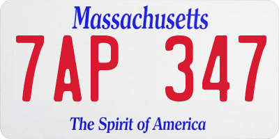 MA license plate 7AP347