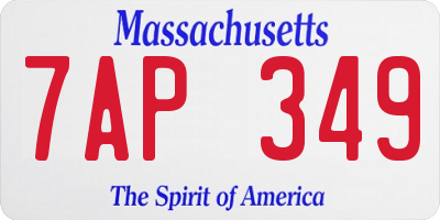 MA license plate 7AP349