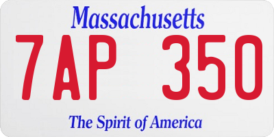 MA license plate 7AP350