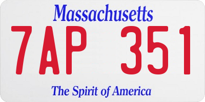 MA license plate 7AP351