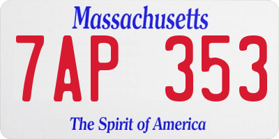 MA license plate 7AP353
