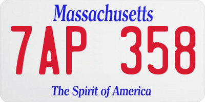 MA license plate 7AP358
