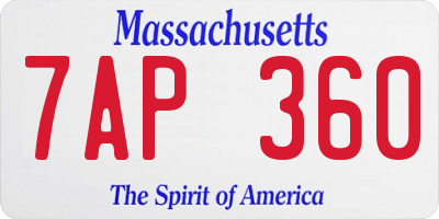 MA license plate 7AP360