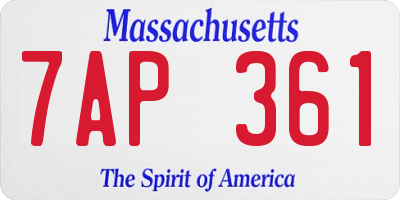 MA license plate 7AP361