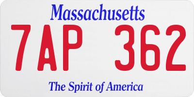 MA license plate 7AP362