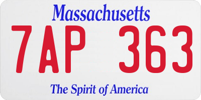 MA license plate 7AP363