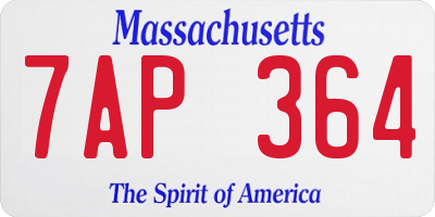 MA license plate 7AP364