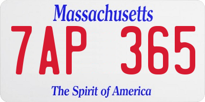 MA license plate 7AP365