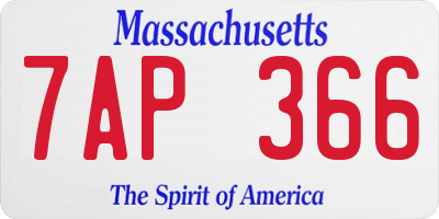 MA license plate 7AP366
