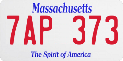 MA license plate 7AP373
