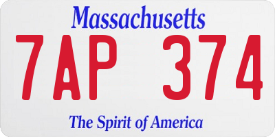 MA license plate 7AP374