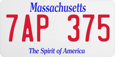 MA license plate 7AP375