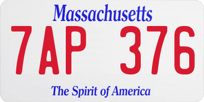 MA license plate 7AP376