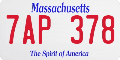 MA license plate 7AP378
