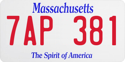 MA license plate 7AP381
